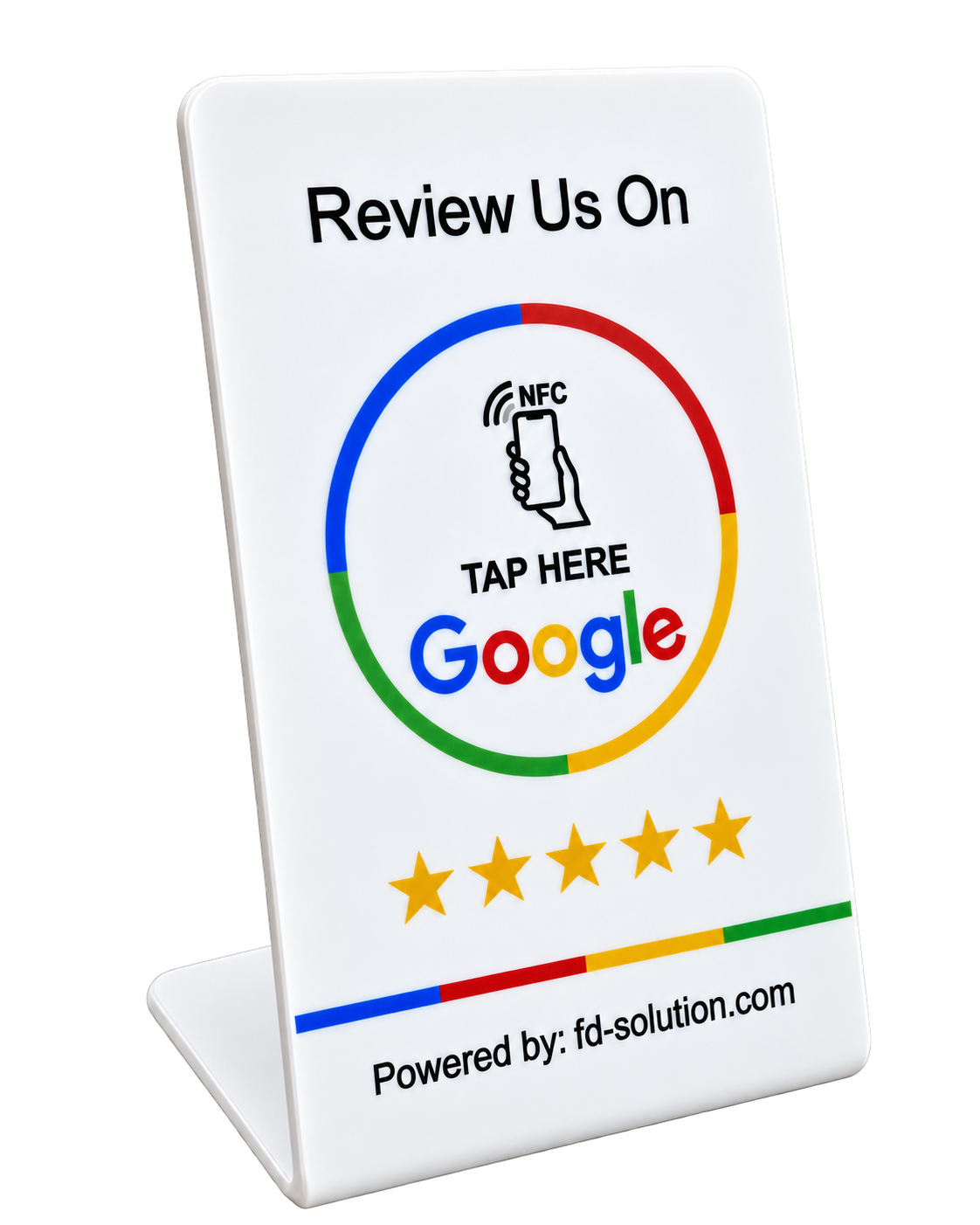 Mbajtëse e bardhë FD Review Card me NFC për Google Reviews